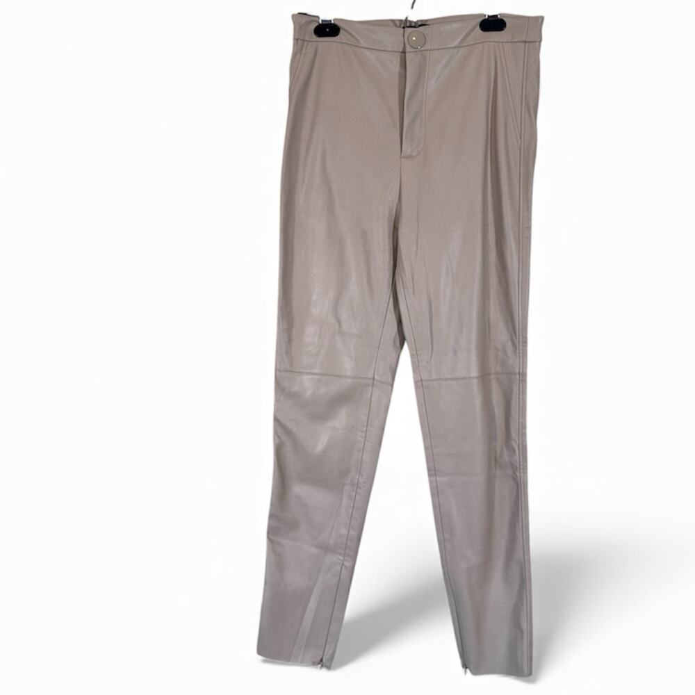 Zara Tan Faux Leather Skinny Ankle Pants Womens M Fall Preppy Classic